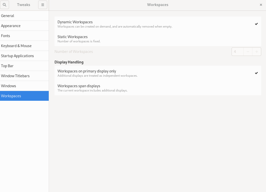 Tweaks Workspaces