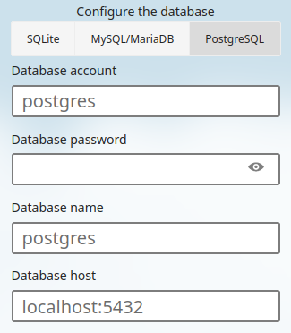 Nextcloud setting up a database